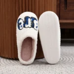 "We Are" Embroidered Winter Cotton Slippers | Thickened Flat Indoor Footwear