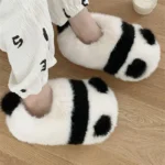 Winter Indoor Panda Slippers | Flat Furry Home Cartoon Shoes
