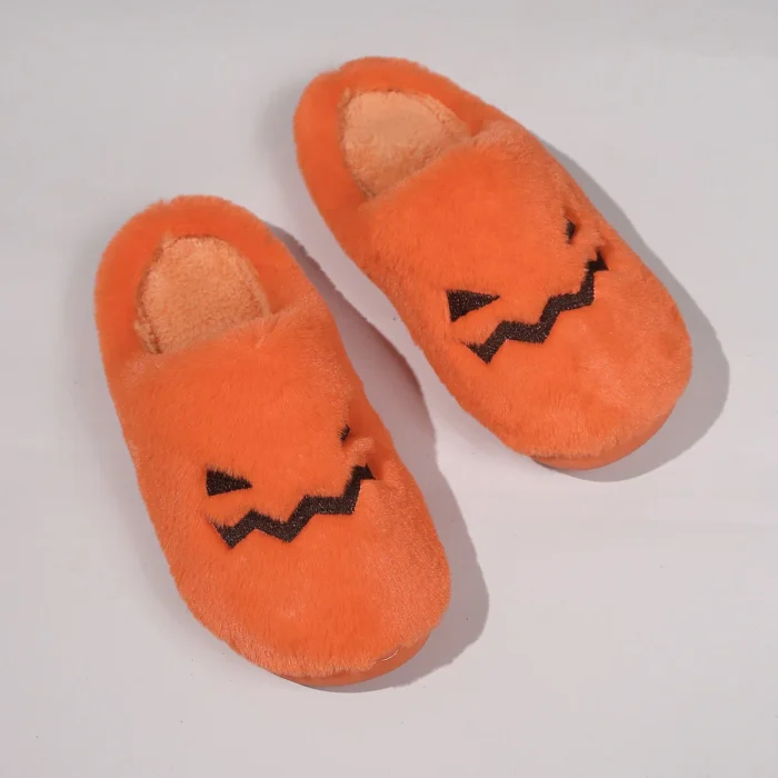 Winter Warm Halloween Pumpkin Slippers | Cute Cotton House Shoes