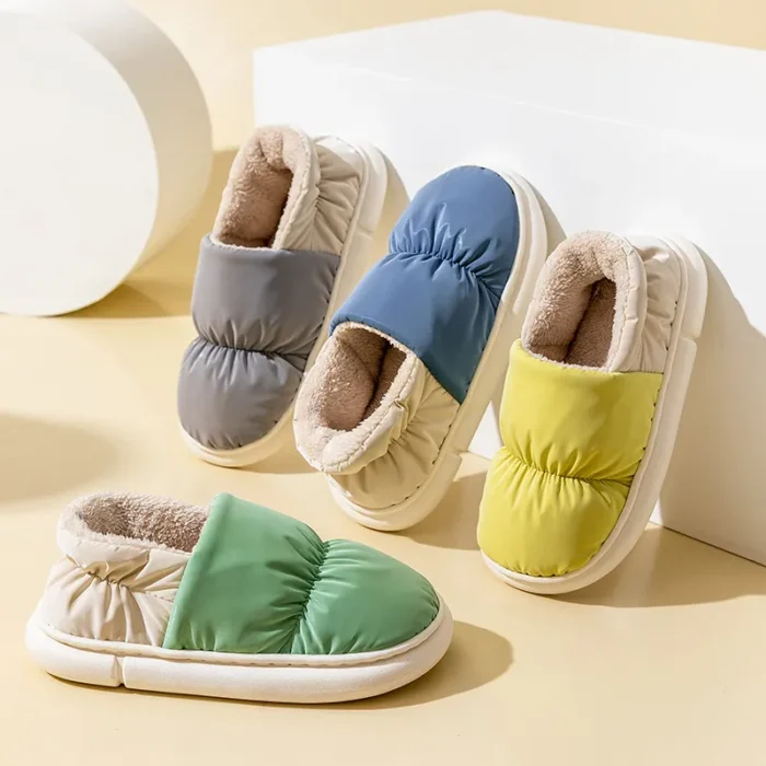 Winter Warm Plush Cotton Slippers for Indoor Home Use