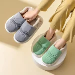 Winter Warm Plush Cotton Slippers for Indoor Home Use