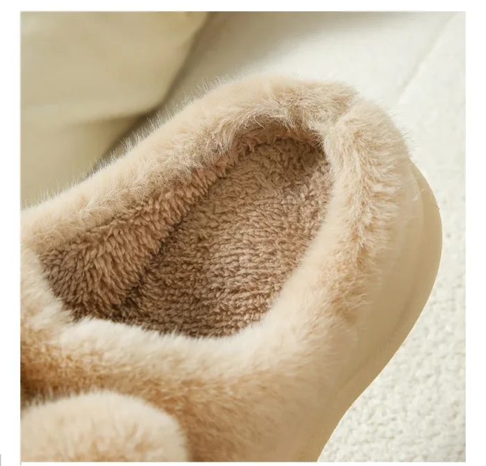 Winter Women Slippers with Bowknot | Thick Furry Girls Indoor Slippers