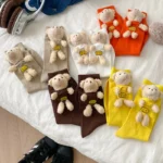 Adorable Bear 3D Doll Socks - Hipster Solid Color Pile Socks