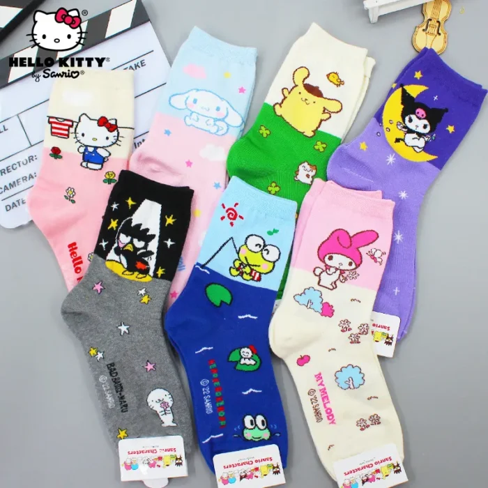 Anime Sanrio Hello Kitty Socks - Kuromi and My Melody Design