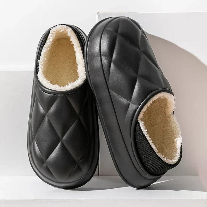 Comfort Plush Slides – Happy Feet Cozy Furry Slippers - 44-45, Black