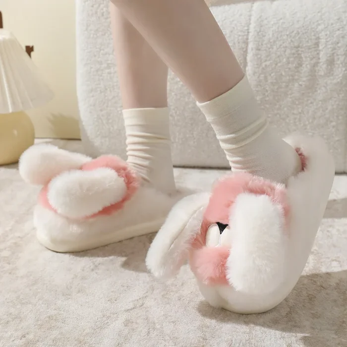Comfortable Indoor Plush Slides - Female Cartoon Cotton Fabric Shoes