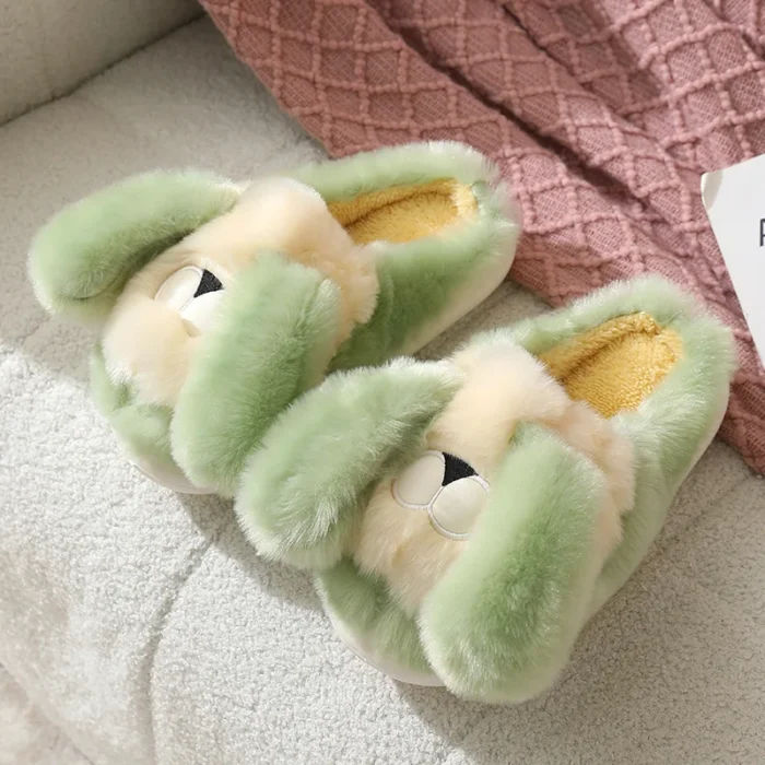 Comfortable Indoor Plush Slides - Female Cartoon Cotton Fabric Shoes