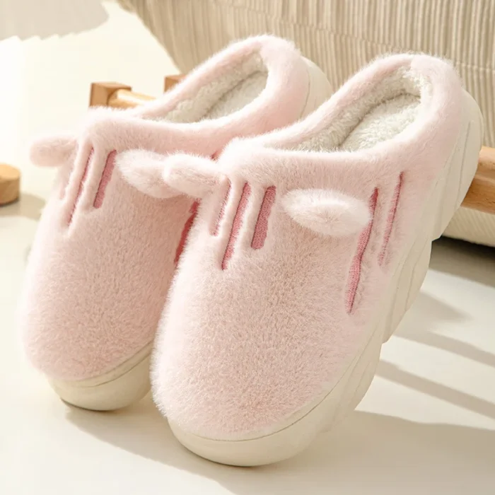 Ladies Pink Slippers - Cotton Winter Footwear for Women