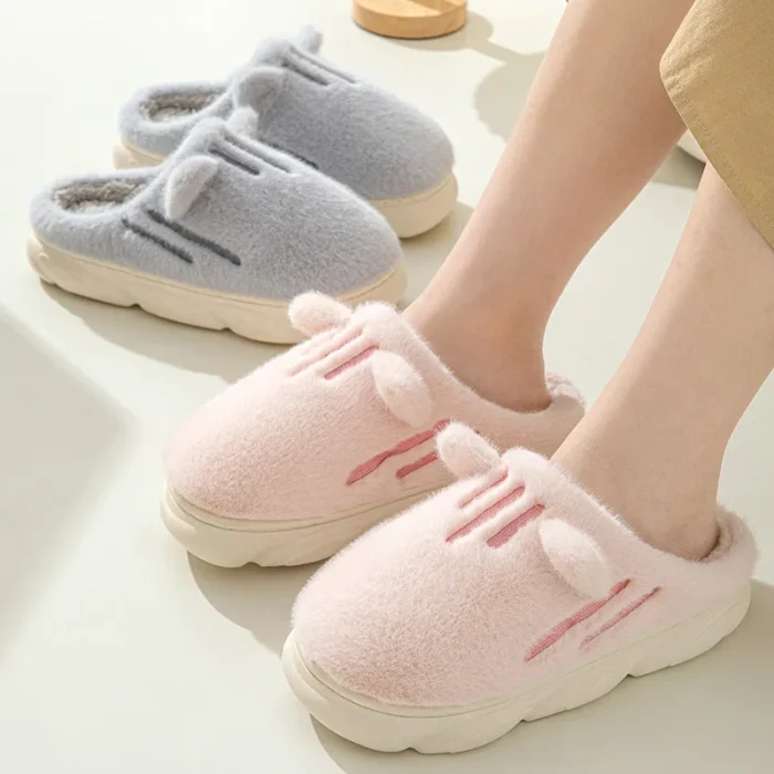 Ladies Pink Slippers - Cotton Winter Footwear for Women