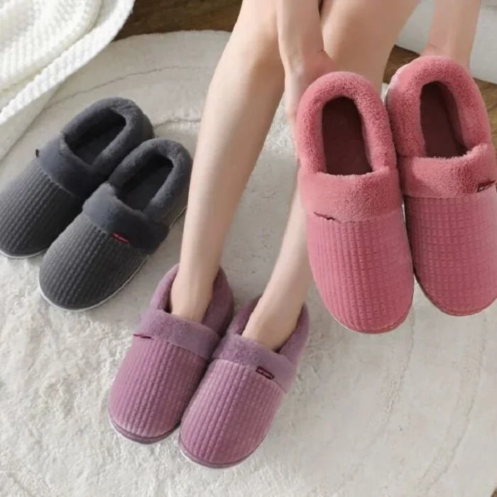 Men's Winter Home Slippers - Soft Cotton Shoes with Warm Plush
