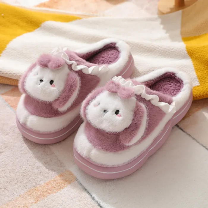 Warm Winter Bunny Slippers - Unisex Flat Short Plush Shoes