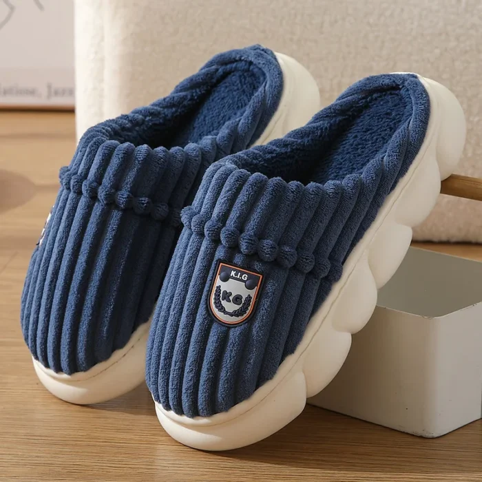 Winter Men's Indoor Cotton Slippers - Warm Cotton Floor Shoes