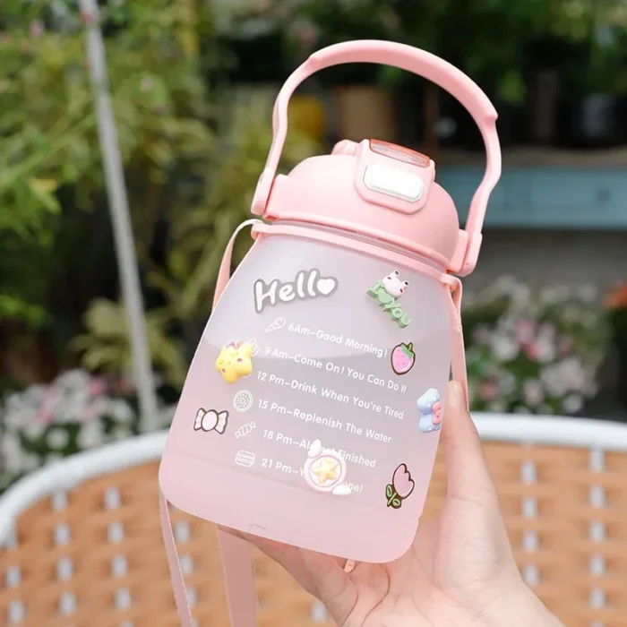 1300ML Cute Water Bottle with Straw for Girls - Summer Outdoor Sports Drinkware
