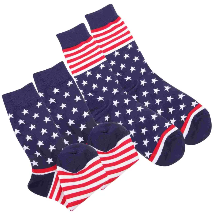 2 Pairs American Flag Cotton Tube Socks - Celebratory Independence Day Festival Stockings