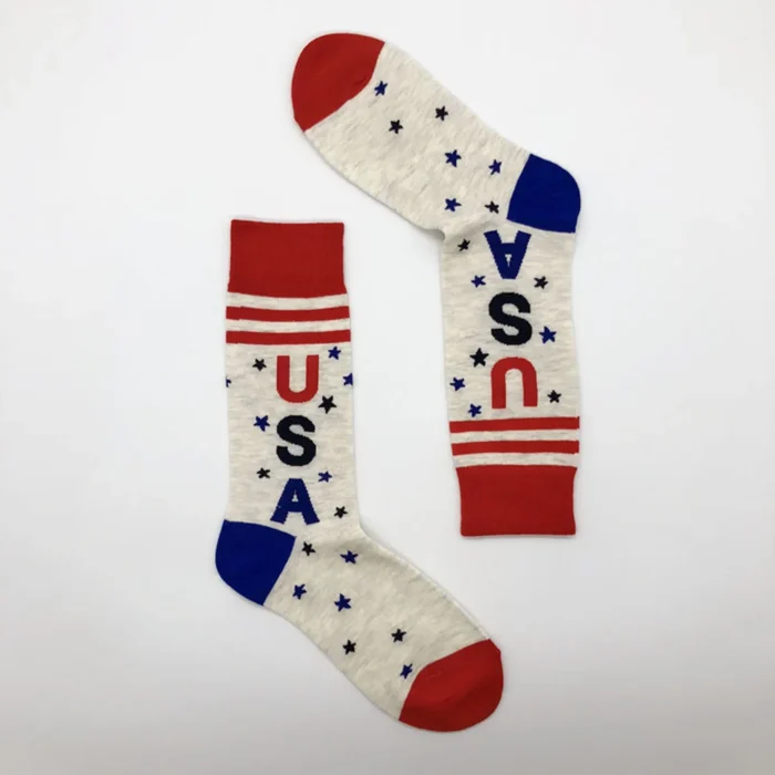 2 Pairs American Flag Thigh High Dress Socks - Novelty Long Stockings for Men