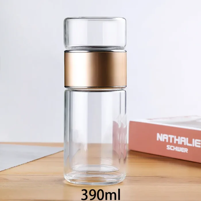 390ML Borosilicate Glass Tea Water Bottle: Sip in Style and Convenience!