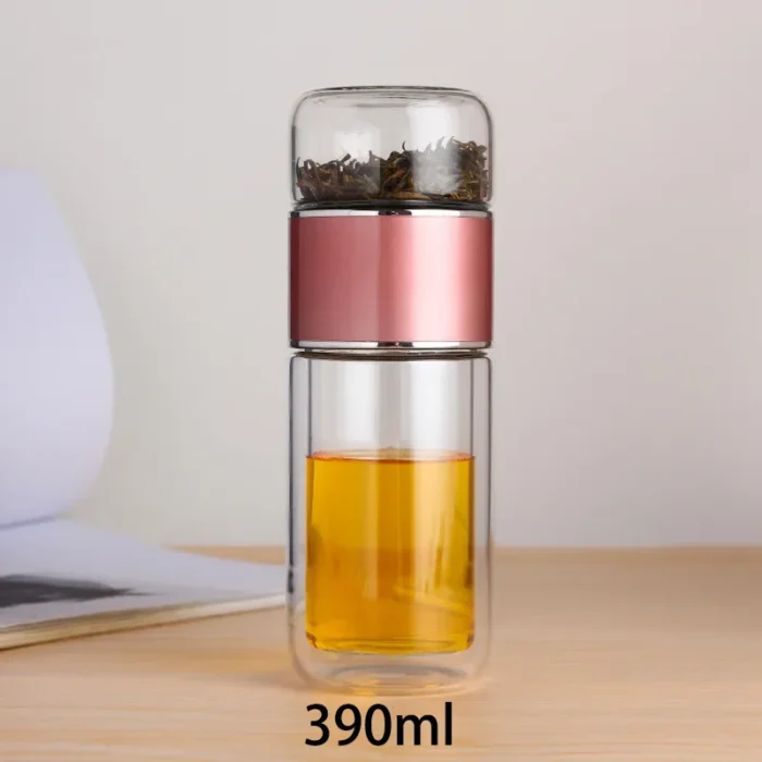 390ML Borosilicate Glass Tea Water Bottle: Sip in Style and Convenience!