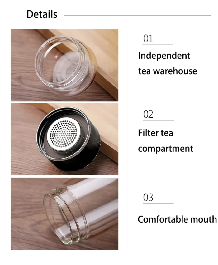 390ML Borosilicate Glass Tea Water Bottle: Sip in Style and Convenience!
