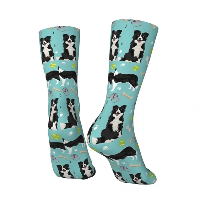 3D Print Bone Dog Border Collie Mid-Calf Socks - Perfect for Boys and Girls Shopping