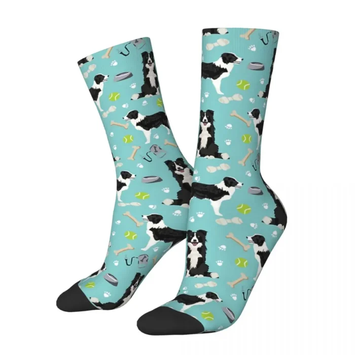 3D Print Bone Dog Border Collie Mid-Calf Socks - Perfect for Boys and Girls Shopping