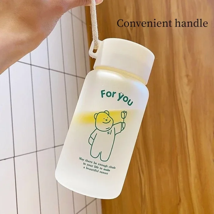 450ML Bear Tumbler - Summer Portable Outdoor Water Bottle, Clear Frosted Cup for Students