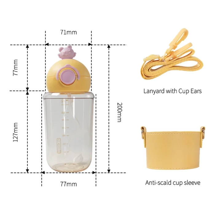 450ml Portable Baby Water Bottle with Adjustable Straps - Leakproof for Outdoor Travel