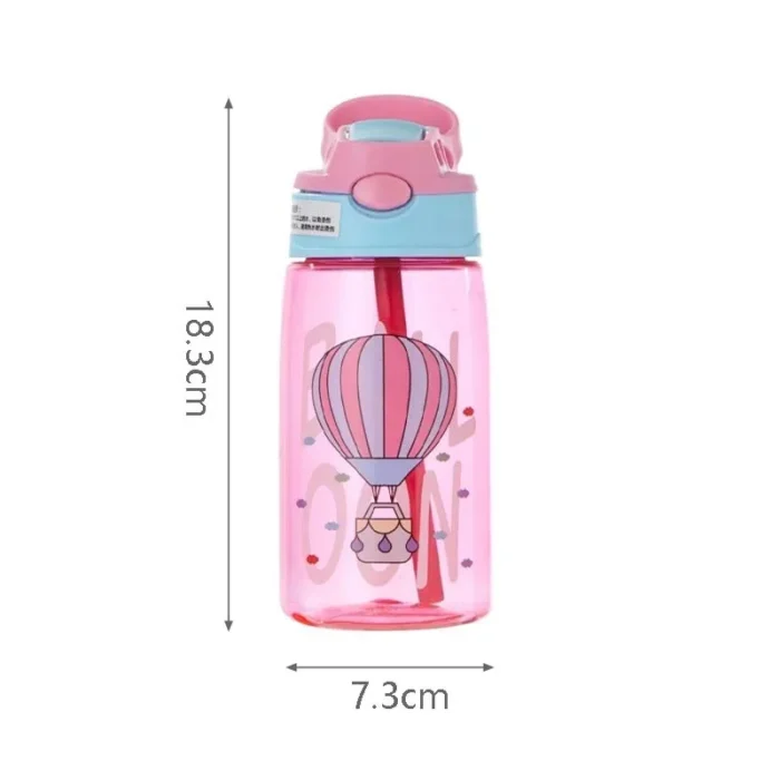 480ML Kids Cartoon Sippy Cup - Spill-Proof, Portable with Straw & Lid