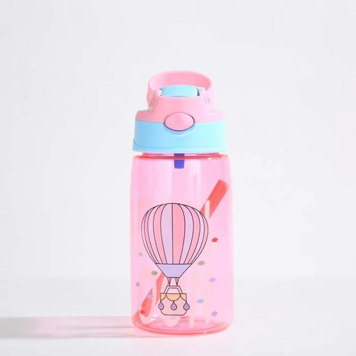 480ML Kids Cartoon Sippy Cup – Spill-Proof, Portable with Straw & Lid - Pink