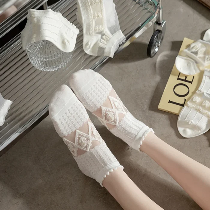 5-Pair Set of Kawaii Summer Transparent Ankle Socks - Cute & Fashionable