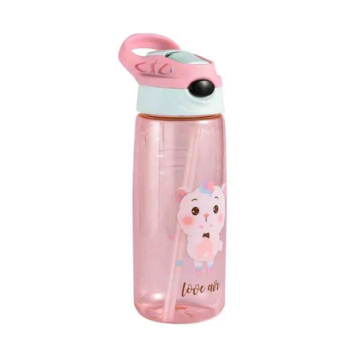 500ML Kids’ Summer Cartoon Straw Water Bottle – Anti-fall, Portable - Sheep