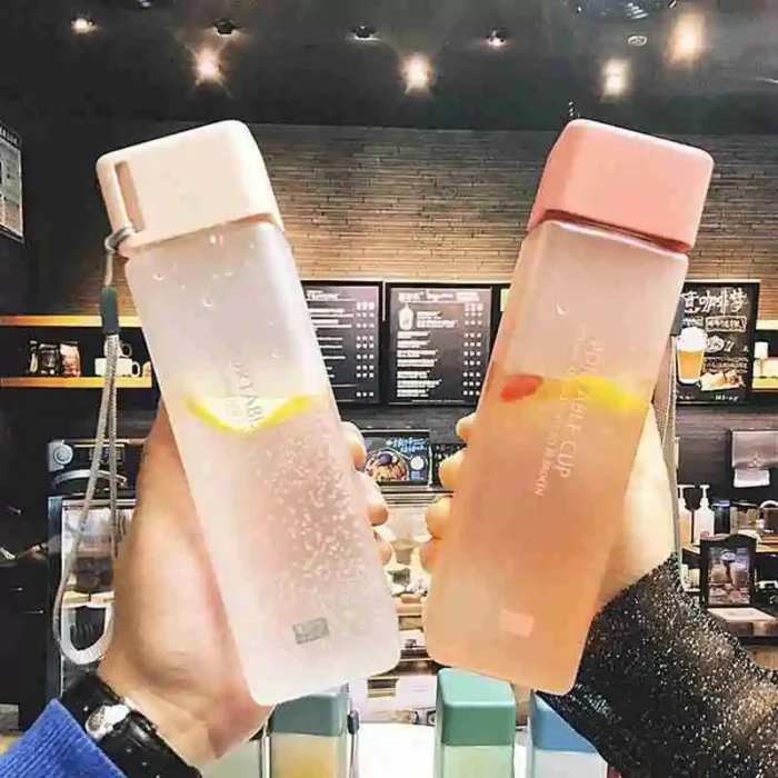 500ml Transparent Square Matte Water Cup - Sleek and Modern Design