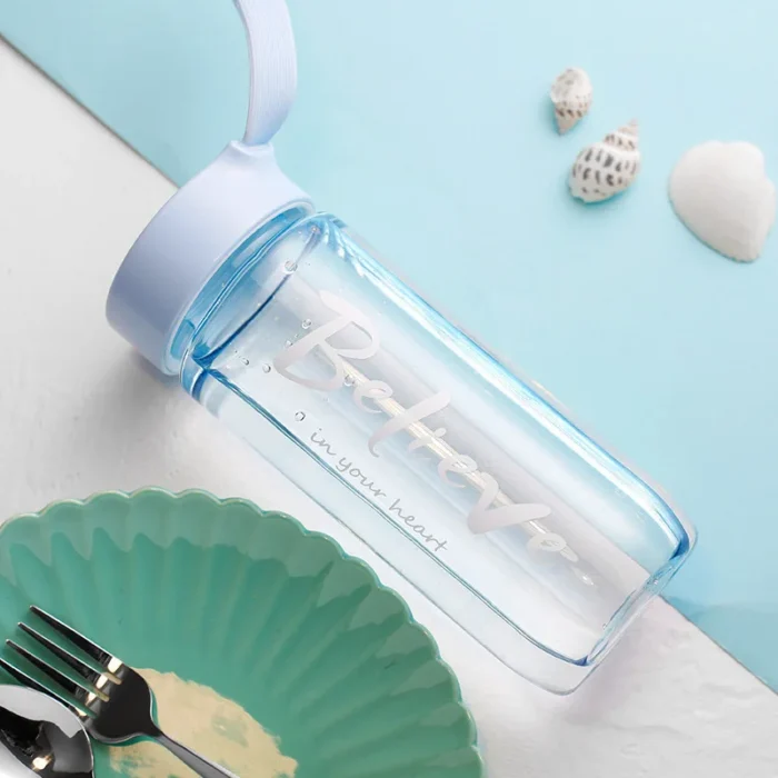 600ml Large Capacity Outdoor Sports Water Bottle - Frosted Plastic with Portable Rope, Customizable