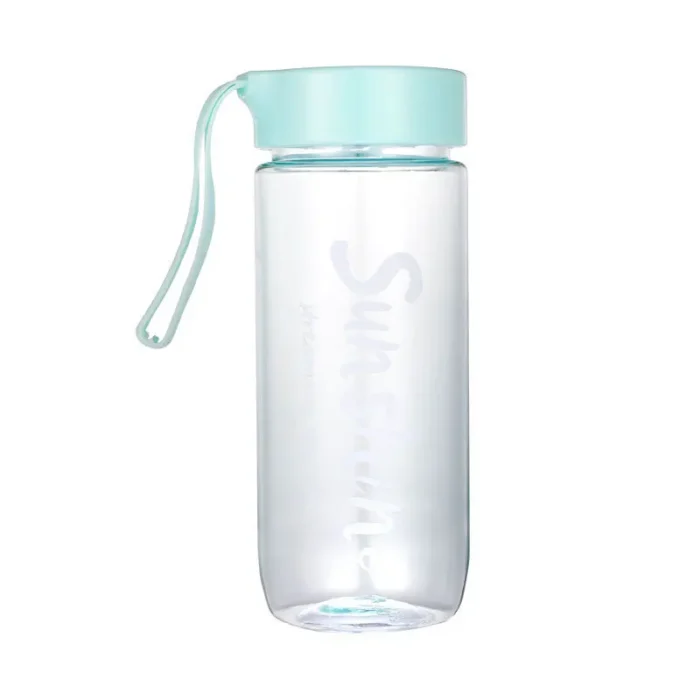 600ml Large Capacity Outdoor Sports Water Bottle - Frosted Plastic with Portable Rope, Customizable
