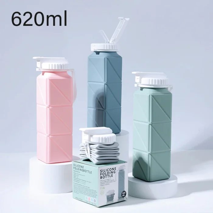 620ml Folding Silicone Water Bottle - Perfect for Sports, Outdoor Travel, and Hiking