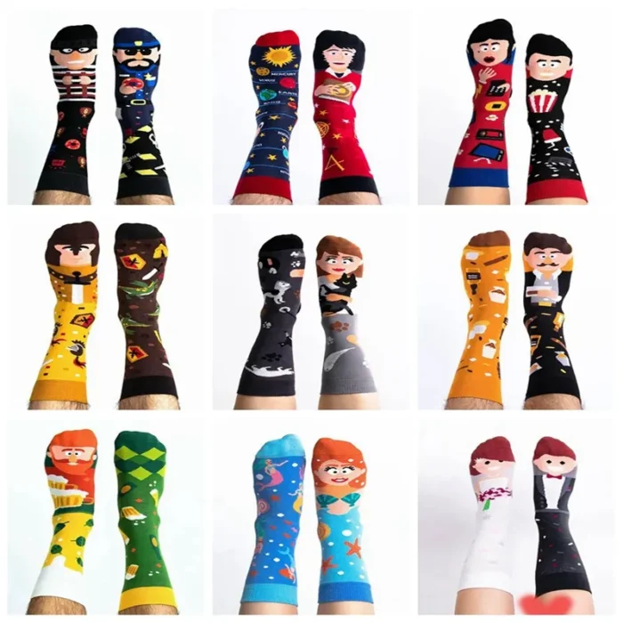 AB Style Fun Couple Socks - Harajuku-Inspired Character Animal Designs