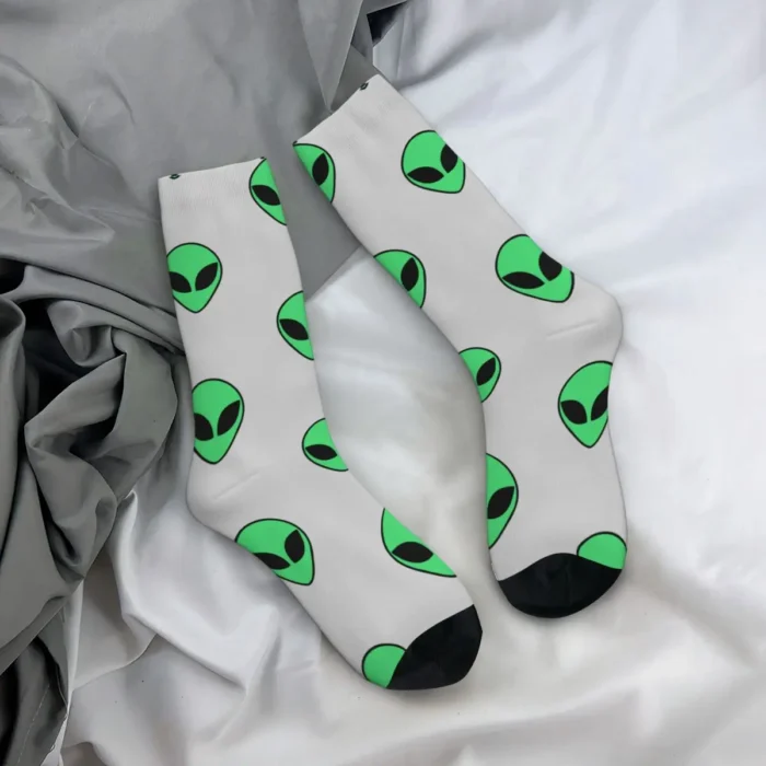 Alien Head V-Neck Mid Stockings - High-Quality Fitness Socks for Teens, Perfect for the Extraordinary