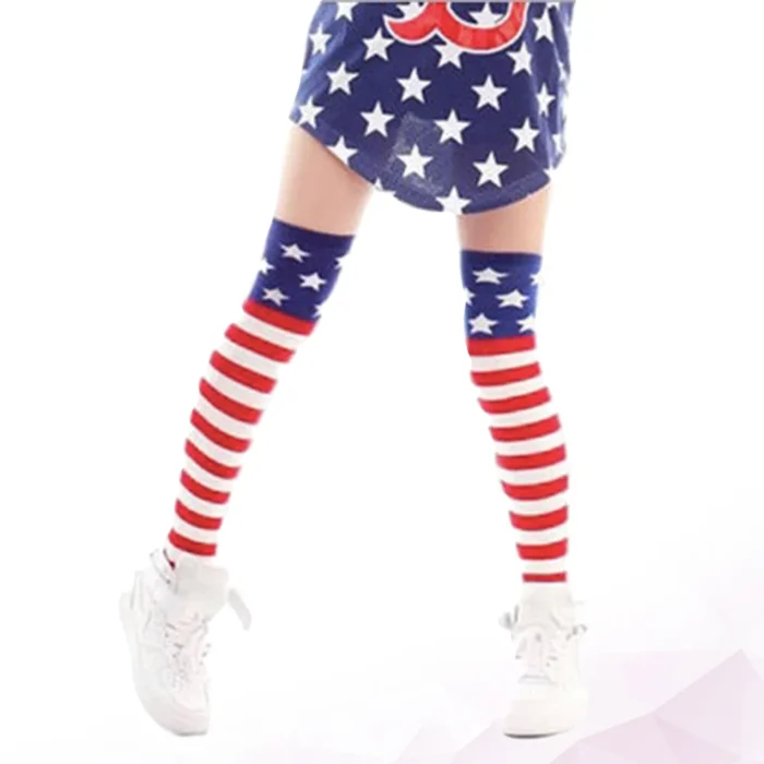 American Flag Over-Knee Stockings - Hip Hop Style, Breathable Long Socks for Women and Girls, Free Size