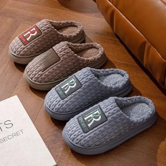 Arctic Ease: Men's Extra Thickened Winter Cotton Slippers for Indoor Warmth