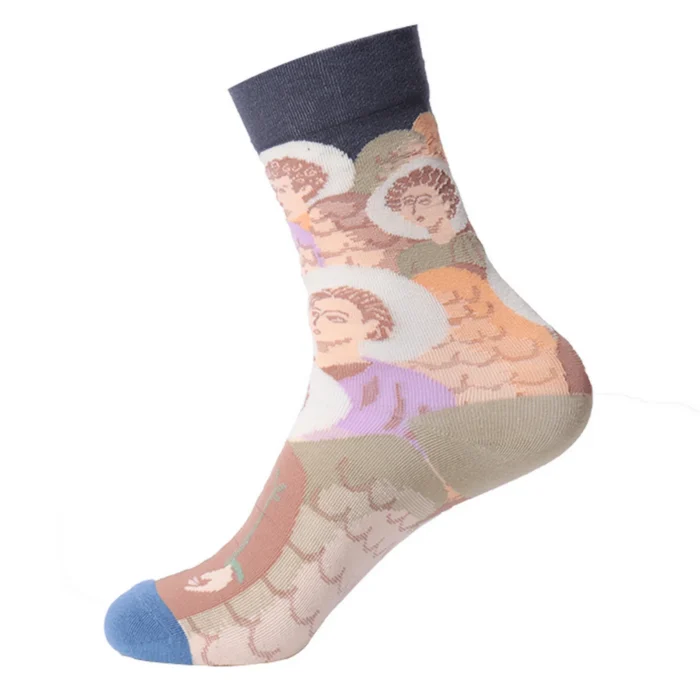 Artistic Flair: French Oil Painting Inspired Cotton Socks