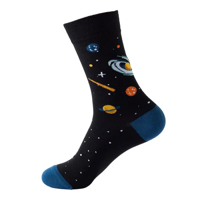 Astronaut Airplane Themed Cotton Socks - Fun Middle Tube Streetwear