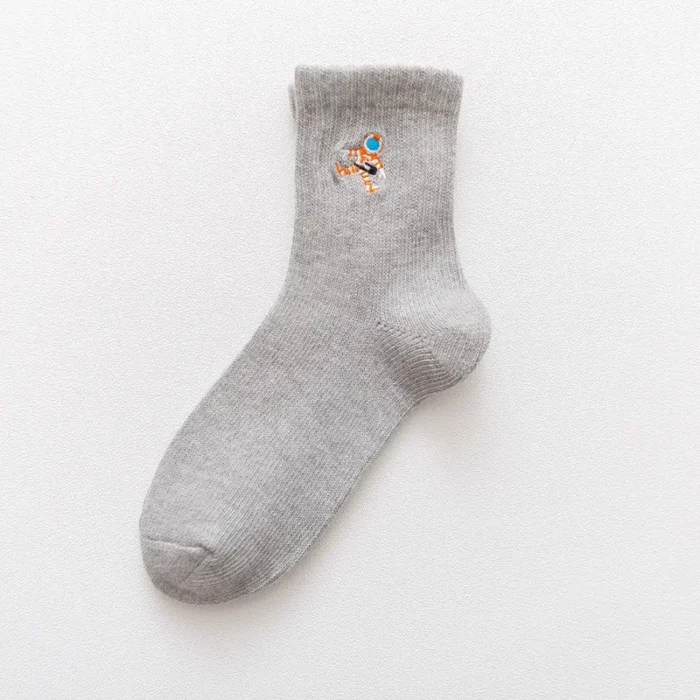Autumn Winter Cartoon Space Embroidery Socks - Fashionable College Wind
