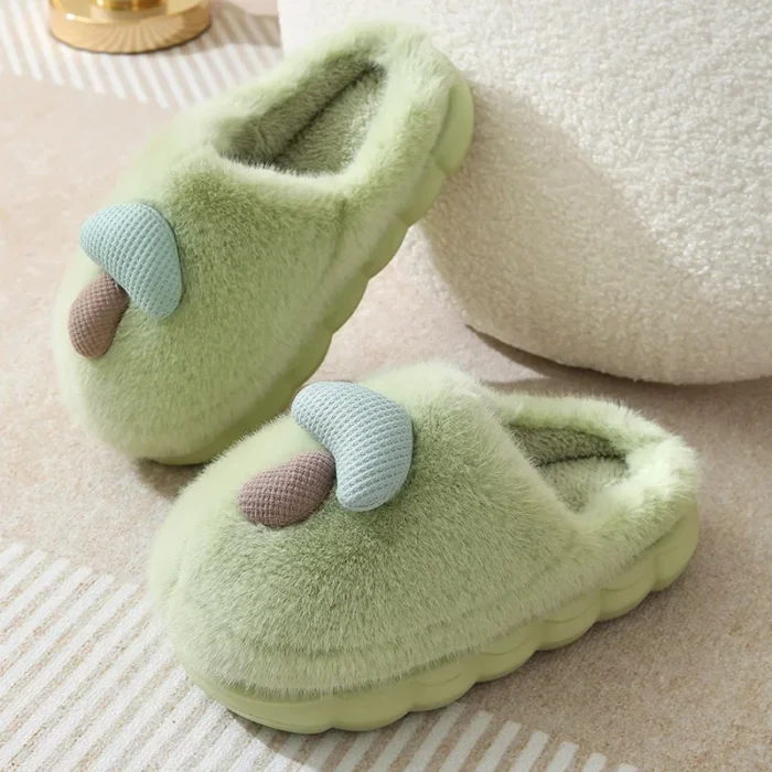 Autumn & Winter Elegance: Thick-Soled Plush Cotton Slippers for Women