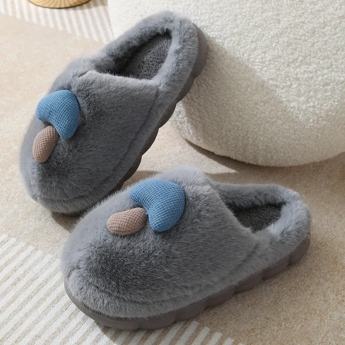 Autumn & Winter Elegance: Thick-Soled Plush Cotton Slippers for Women