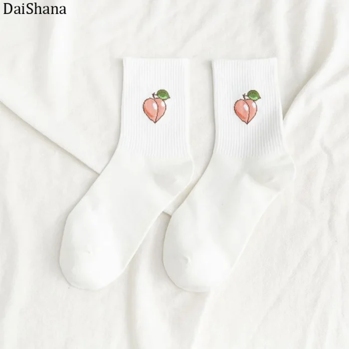 Avocado Joy: Playful Cartoon Fruit Socks for Women