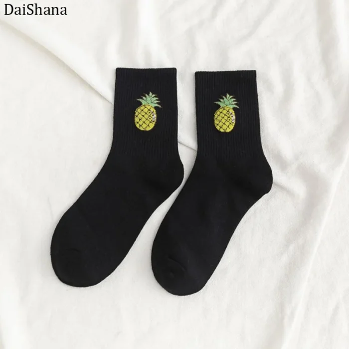 Avocado Joy: Playful Cartoon Fruit Socks for Women