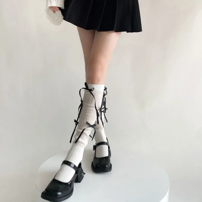 Ballet Whimsy: Lolita Girls' Kawaii Knee-High Bandage Bowknot Socks