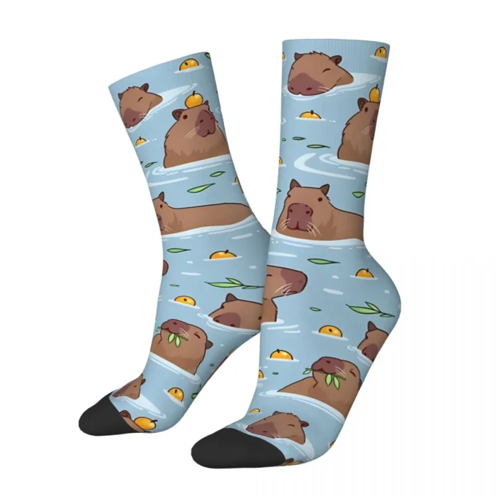 Bathing Capybara Kawaii Sports Socks - Cartoon Patterned Socks for Fun and Active Wear