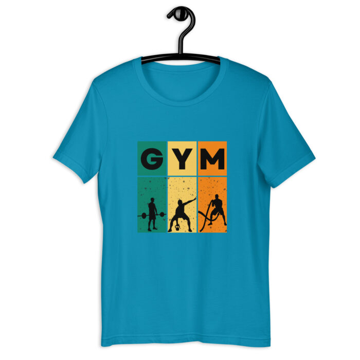 Bold Gym Graphic Tee for Fitness Enthusiasts - Aqua, 2XL