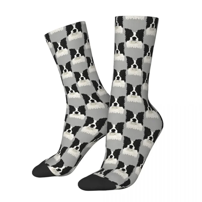 Border Collie Poker Face Dog Socks - Novelty Cycling Stockings for Men and Women, Ideal for All Seasons