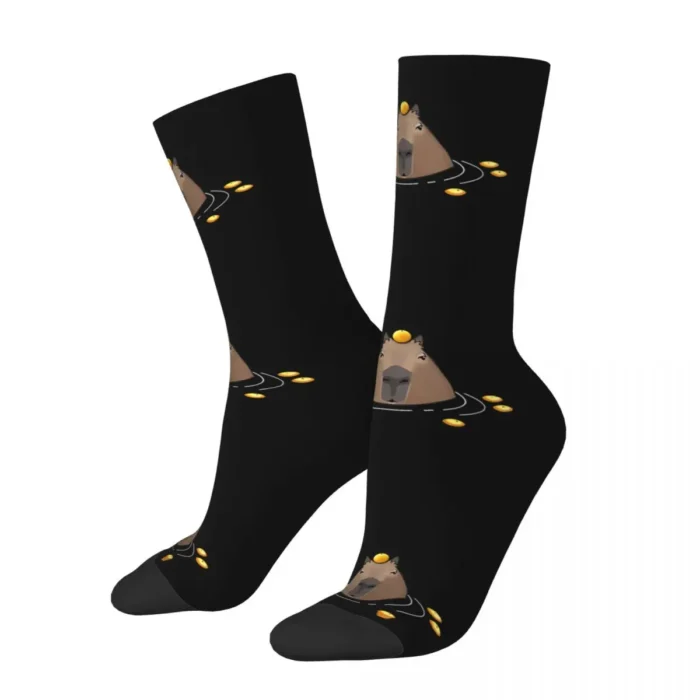 Capybara Hip Hop Vintage Men's Socks - Unisex Harajuku Pattern Printed, Funny Happy Crew Socks, Ideal Boys Gift